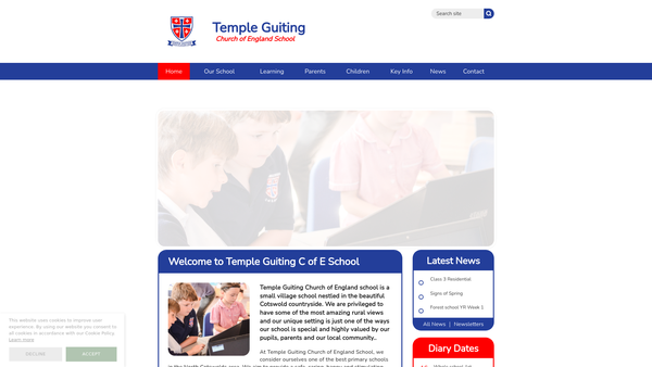 Screenshot of the Temple Guiting School Parent Teacher Association website