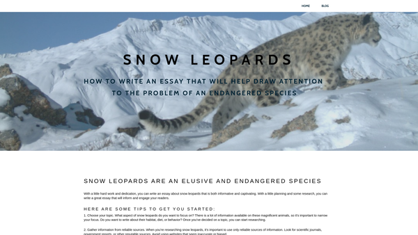 Screenshot of the Snow Leopard Trust (UK) Limited website