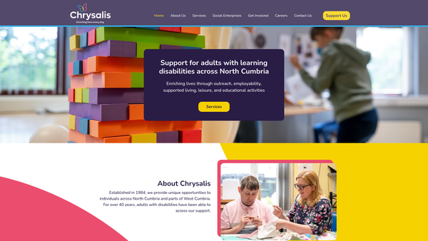 Screenshot of the Chrysalis (Cumbria) Ltd website