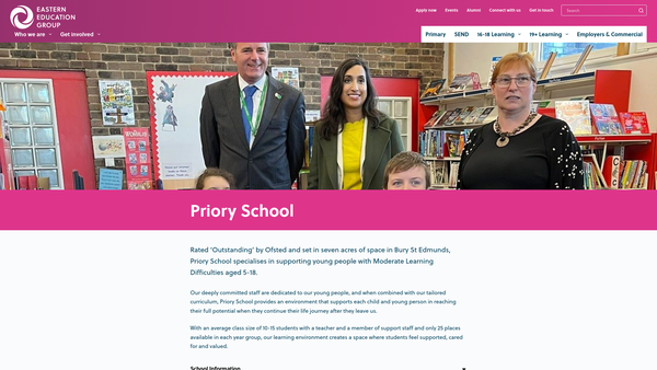 Screenshot of the The Friends Of Priory School website