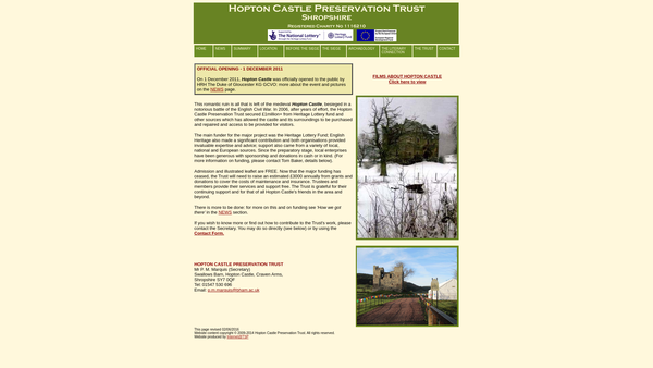 Screenshot of the Hopton Castle Preservation Trust website