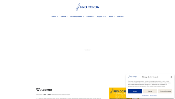 Screenshot of the Pro Corda Trust website