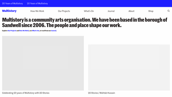 Screenshot of the Multistory website
