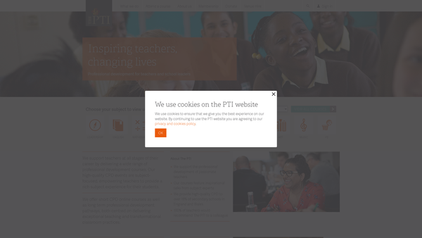 Screenshot of the The Professional Teaching Institute website
