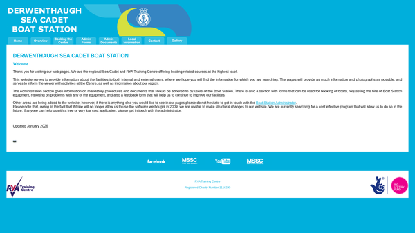 Screenshot of the Derwenthaugh Boat Station Of The Sea Cadet Corps website
