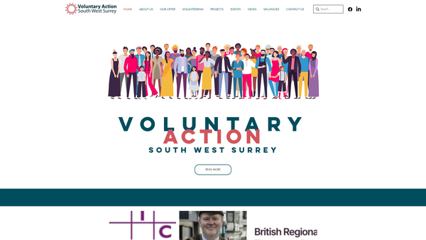 Screenshot of the Voluntary Action South West Surrey website
