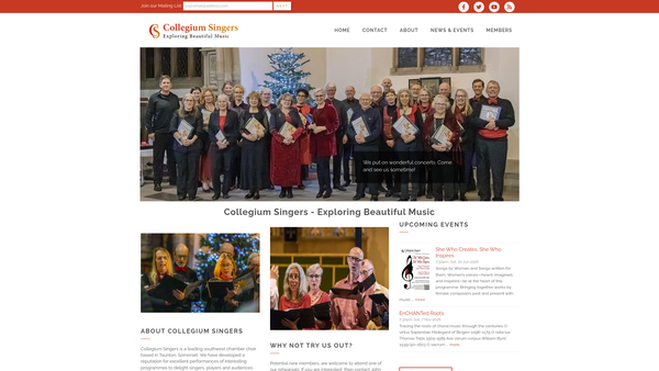 Screenshot of the Collegium Singers website