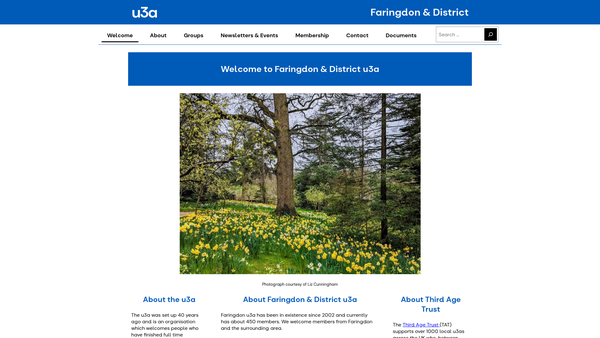 Screenshot of the Faringdon And District University Of The Third Age website