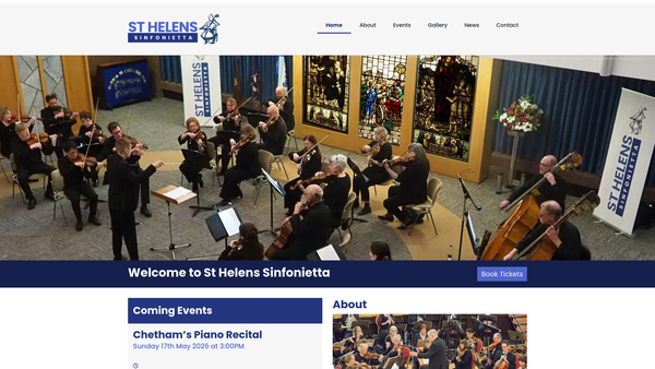 Screenshot of the St Helens Sinfonietta website
