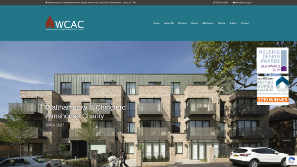 Screenshot of the Walthamstow And Chingford Almshouse Charity website
