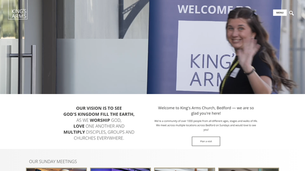 Screenshot of the King's Arms Trust (Bedford) website
