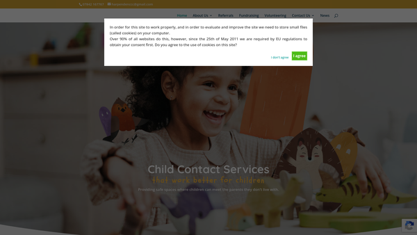 Screenshot of the Harpenden Child Contact Centre website