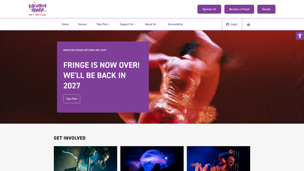 Screenshot of the Brighton Fringe Ltd website