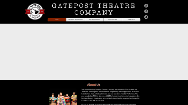 Screenshot of the Gatepost Theatre Company website