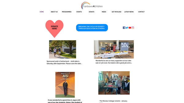 Screenshot of the Rainbows4children (UK) Trust website