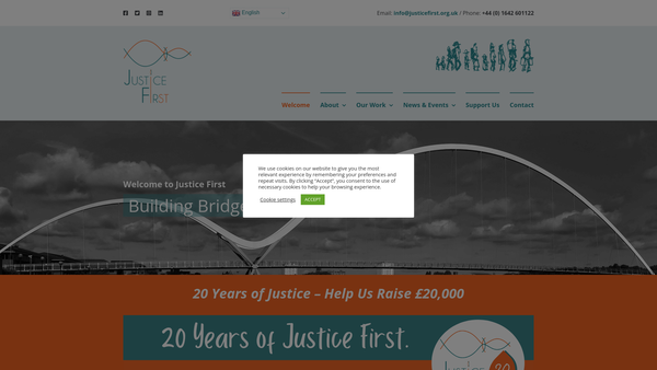 Screenshot of the Justice First Limited website