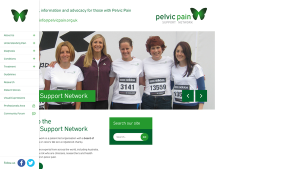 Screenshot of the Pelvic Pain Support Network website