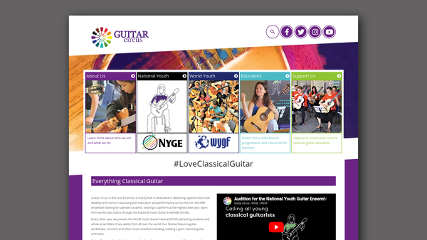 Screenshot of the Guitar Circus website
