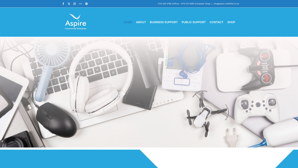 Screenshot of the Aspire Community Enterprise (Sheffield) Limited website