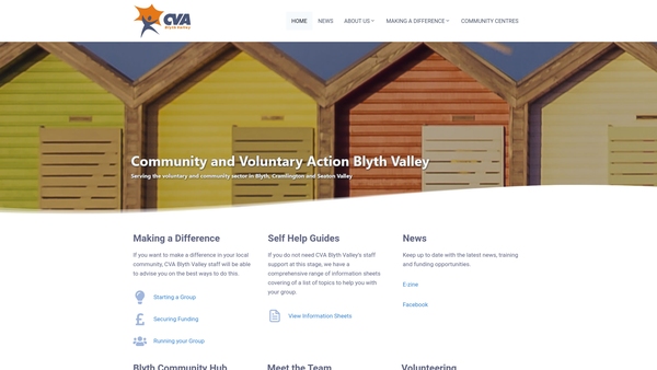 Screenshot of the Community And Voluntary Action Blyth Valley website