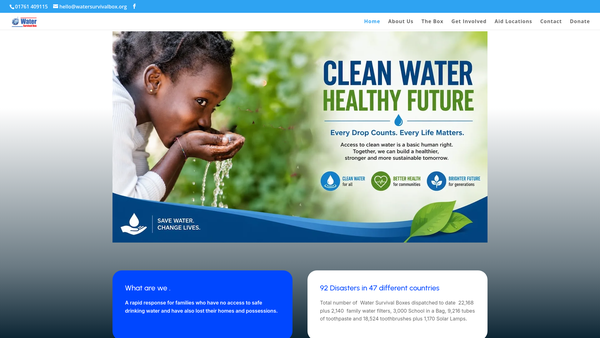 Screenshot of the Water Survival Box Ltd website