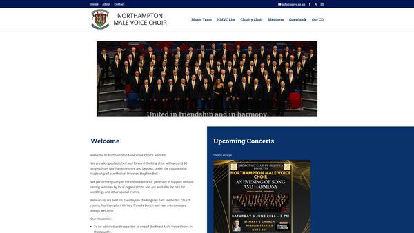 Screenshot of the Northampton Male Voice Choir website