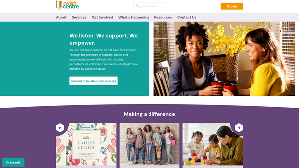 Screenshot of the Blackburn And Darwen District Without Abuse Limited website