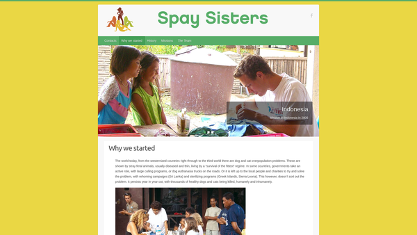 Screenshot of the Spay Sisters website