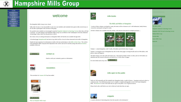 Screenshot of the Hampshire Mills Group website