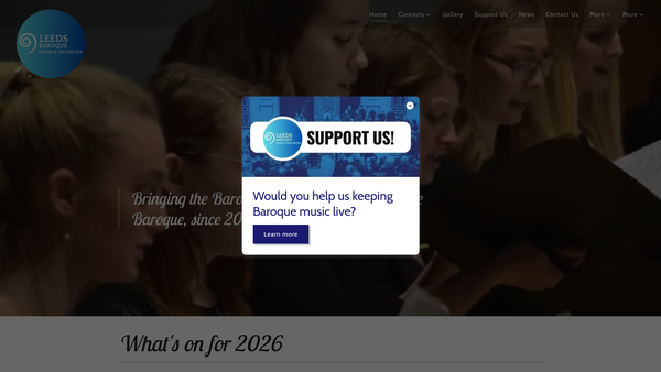Screenshot of the Leeds Baroque website