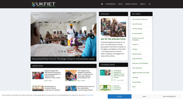 Screenshot of the The United Kingdom Forum For International Education And Training website