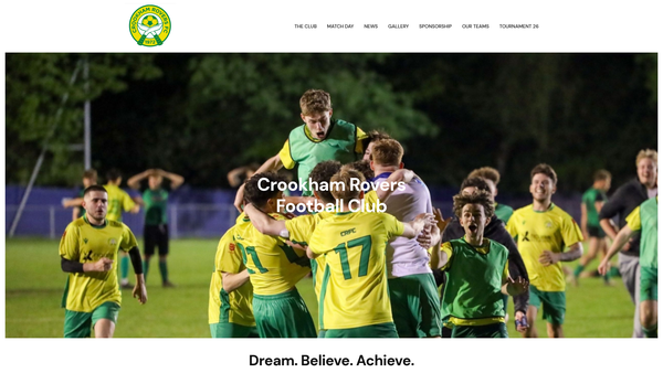 Screenshot of the Crookham Rovers Football Club website