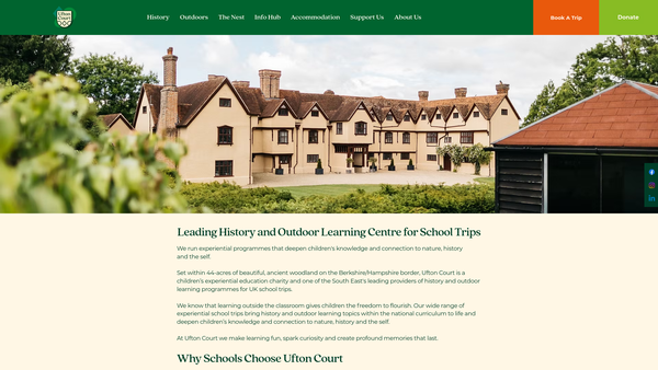 Screenshot of the The Ufton Court Educational Trust website