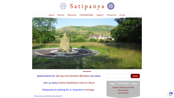 Screenshot of the Satipanya Buddhist Trust website
