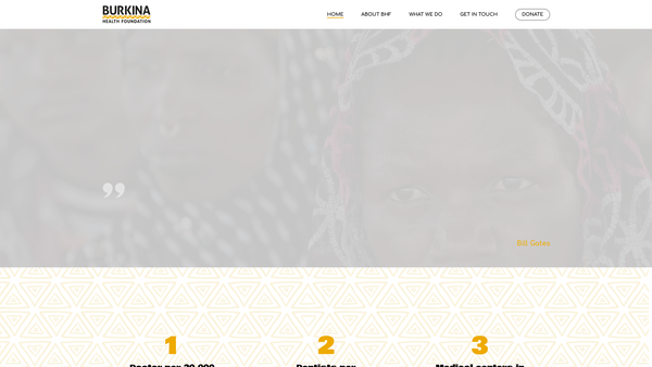 Screenshot of the Burkina Health Foundation website