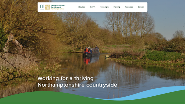 Screenshot of the Cpre Northamptonshire website