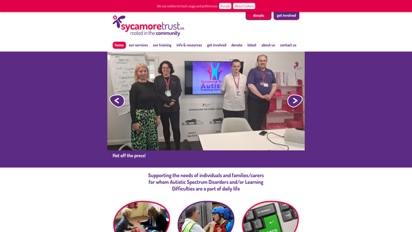 Screenshot of the Sycamore Trust U.K. website