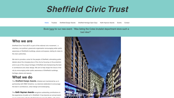 Screenshot of the Sheffield Civic Trust website