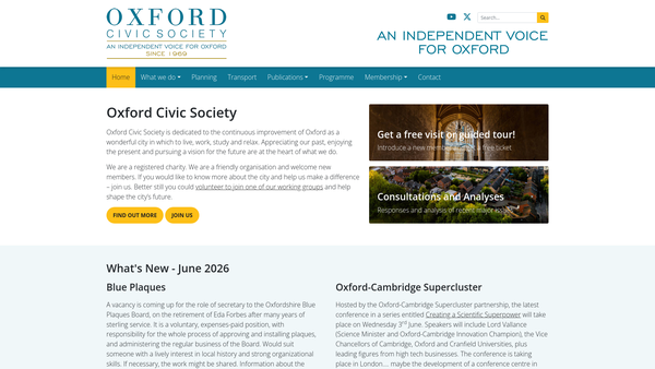 Screenshot of the Oxford Civic Society website