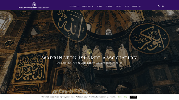 Screenshot of the Warrington Islamic Association website