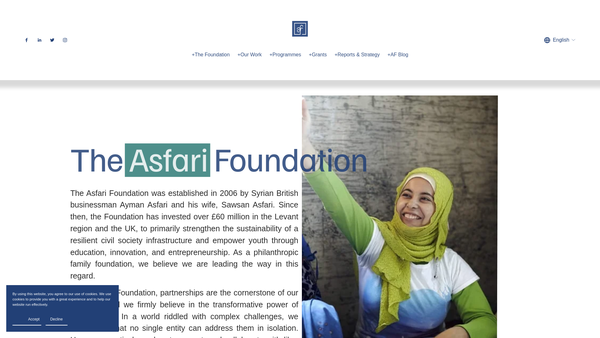 Screenshot of the The Asfari Foundation website