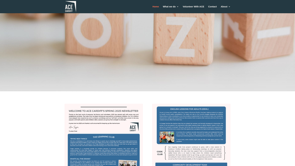 Screenshot of the ACE Cardiff Limited website