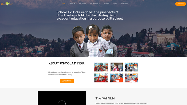 Screenshot of the School Aid India website