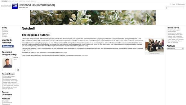 Screenshot of the Switched On (International) website