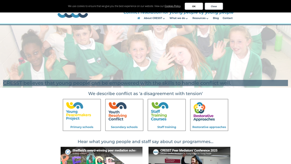 Screenshot of the Conflict Resolution Education In Sheffield Schools Training website