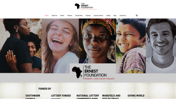 Screenshot of the The Ernest Foundation website