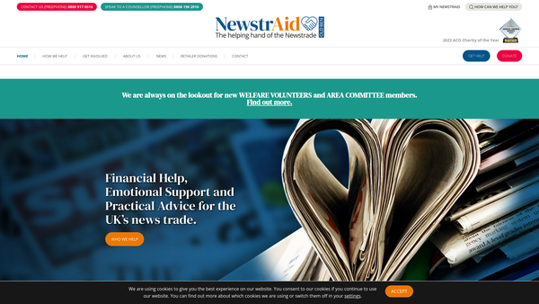 Screenshot of the Newstraid Benevolent Fund website