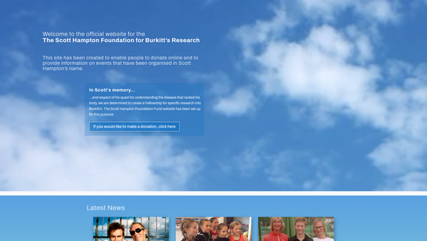 Screenshot of the Scott Hampton Foundation For Burkitt's Research website