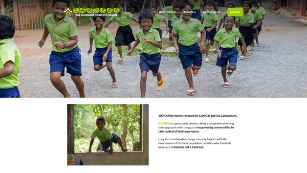 Screenshot of the The Cambodian Childrens Charity website