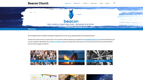 Screenshot of the Sandon Road Baptist Church Stafford website